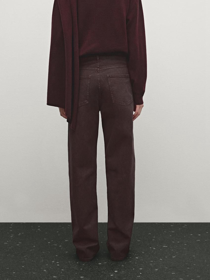 Massimo Dutti Straight-fit With Pockets Women Jeans Burgundy | US-NX7453268