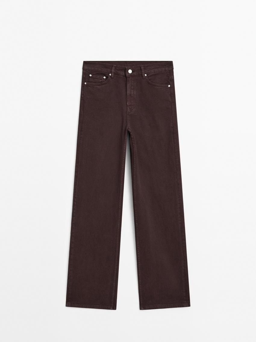 Massimo Dutti Straight-fit With Pockets Women Jeans Burgundy | US-NX7453268
