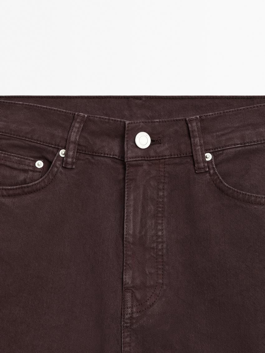 Massimo Dutti Straight-fit With Pockets Women Jeans Burgundy | US-NX7453268