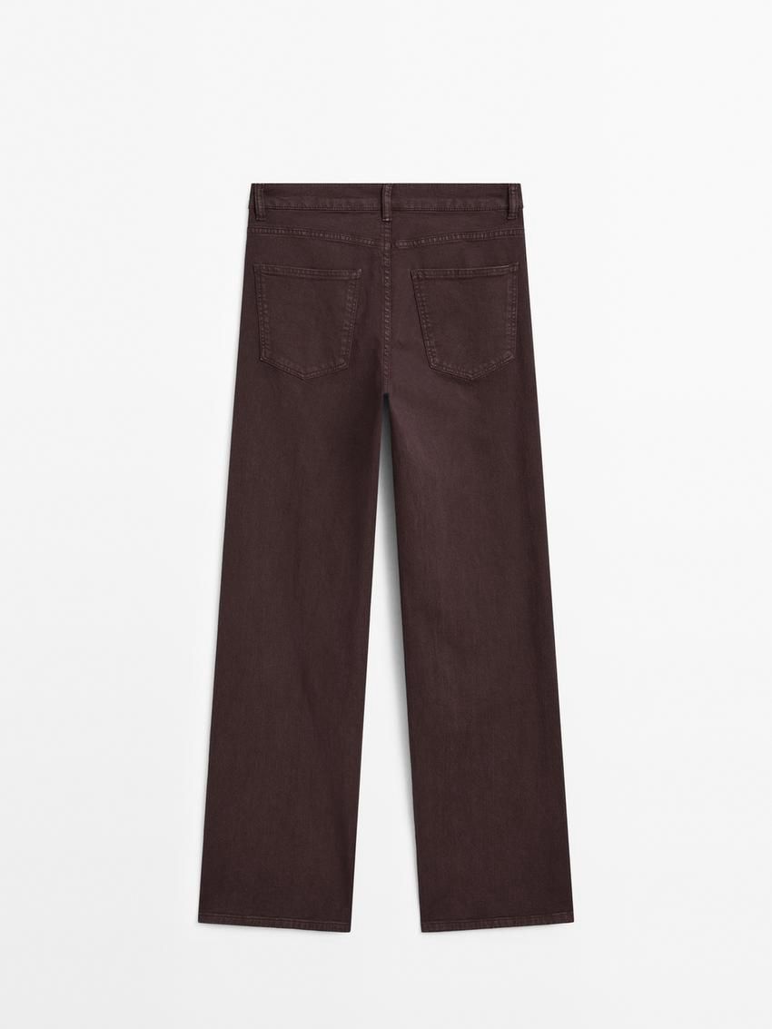 Massimo Dutti Straight-fit With Pockets Women Jeans Burgundy | US-NX7453268