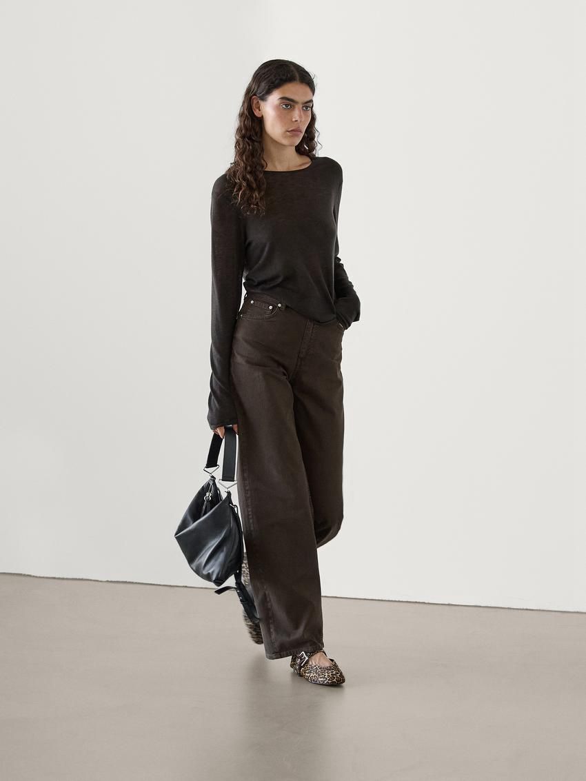 Massimo Dutti Straight-fit With Pockets Women Jeans Dark Brown | US-DB4739561