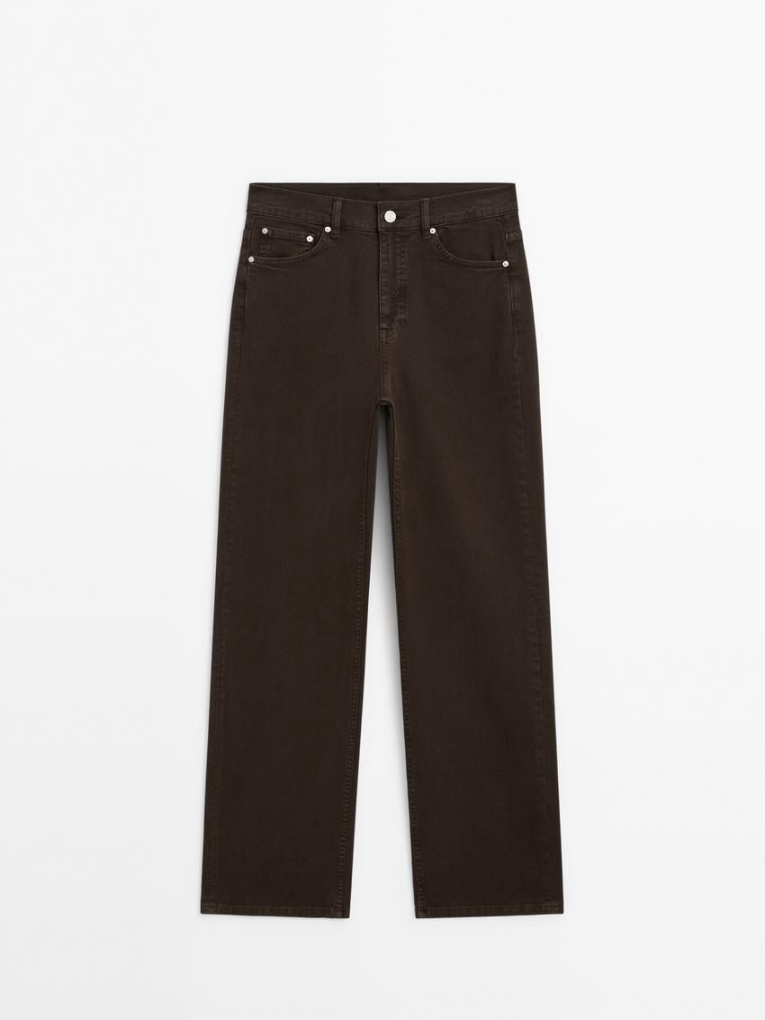 Massimo Dutti Straight-fit With Pockets Women Jeans Dark Brown | US-DB4739561