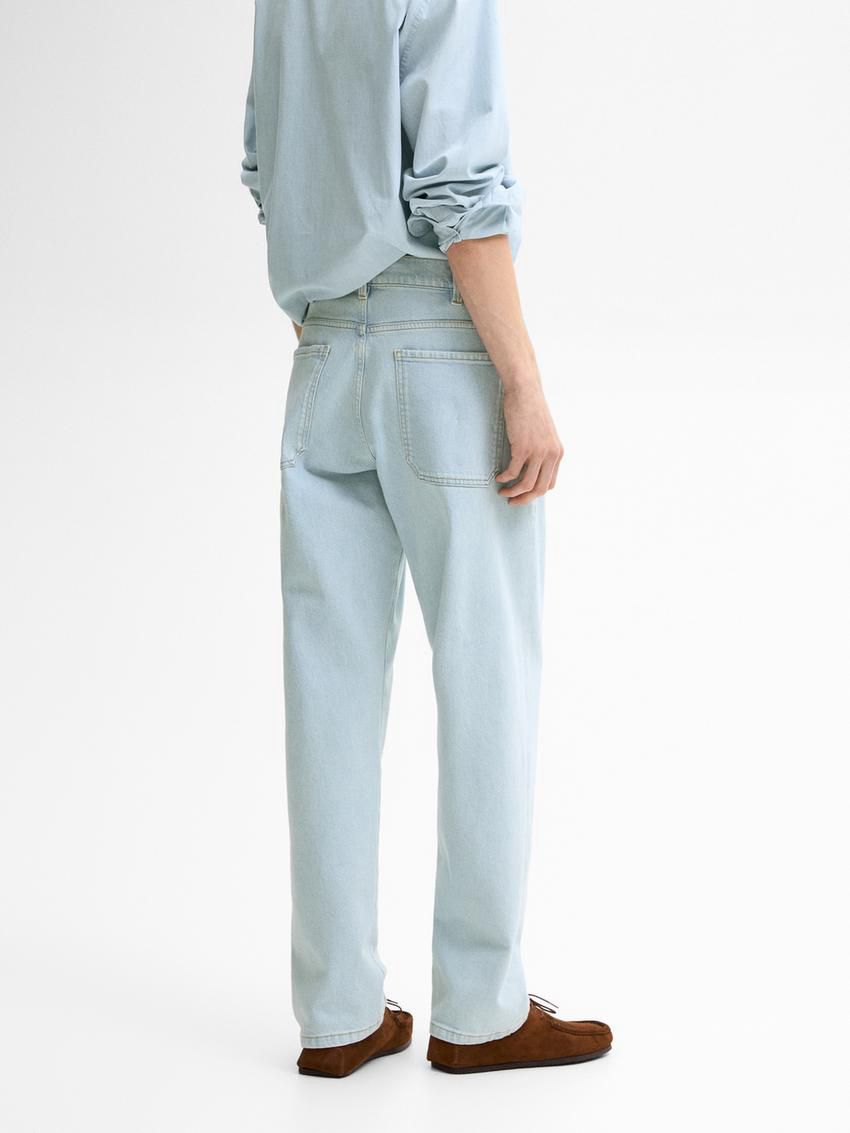 Massimo Dutti Straight-leg Bleach Wash - Studio Men Jeans Light Blue | US-ZU5142398