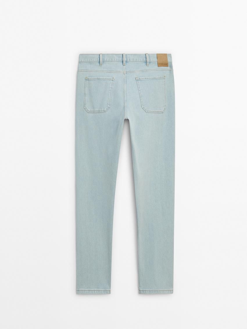 Massimo Dutti Straight-leg Bleach Wash - Studio Men Jeans Light Blue | US-ZU5142398