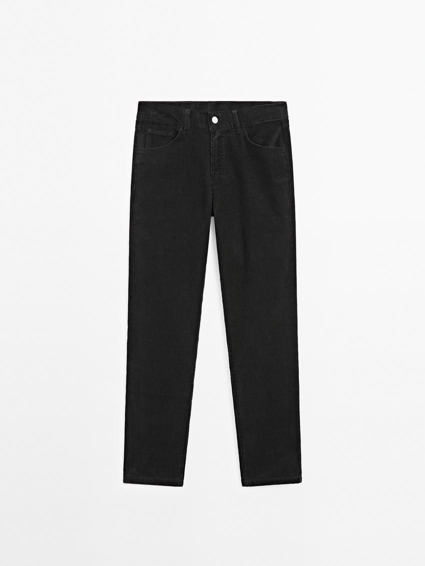 Massimo Dutti Straight-leg Corduroy Women Trousers Black | US-PU0327645