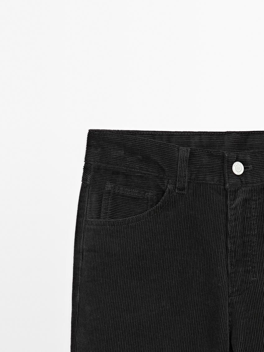 Massimo Dutti Straight-leg Corduroy Women Trousers Black | US-PU0327645