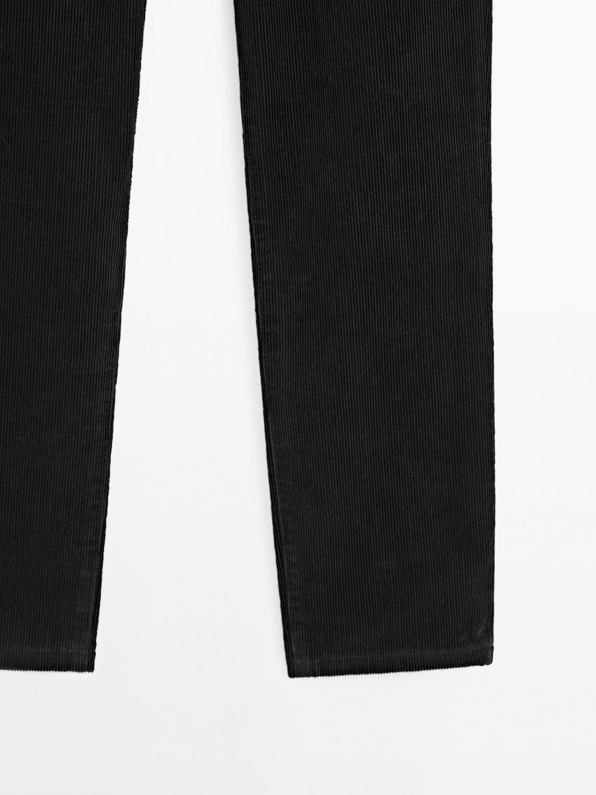 Massimo Dutti Straight-leg Corduroy Women Trousers Black | US-PU0327645