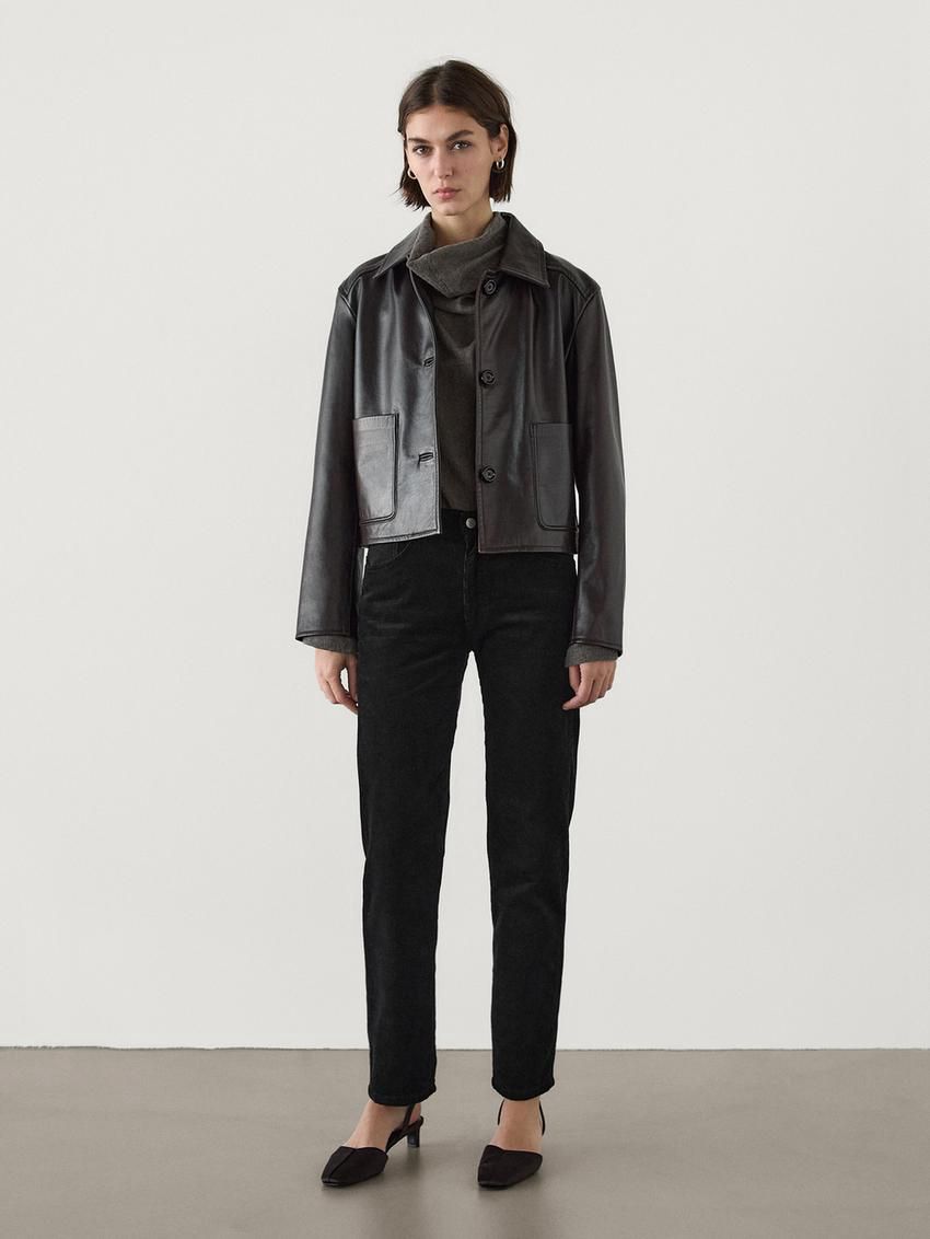 Massimo Dutti Straight-leg Corduroy Women Trousers Black | US-PU0327645