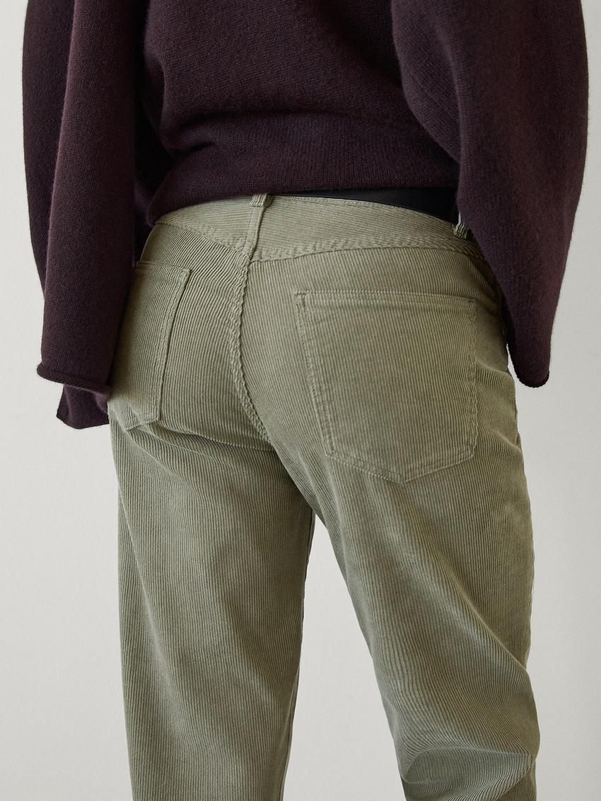 Massimo Dutti Straight-leg Corduroy Women Trousers Green | US-BO4752038