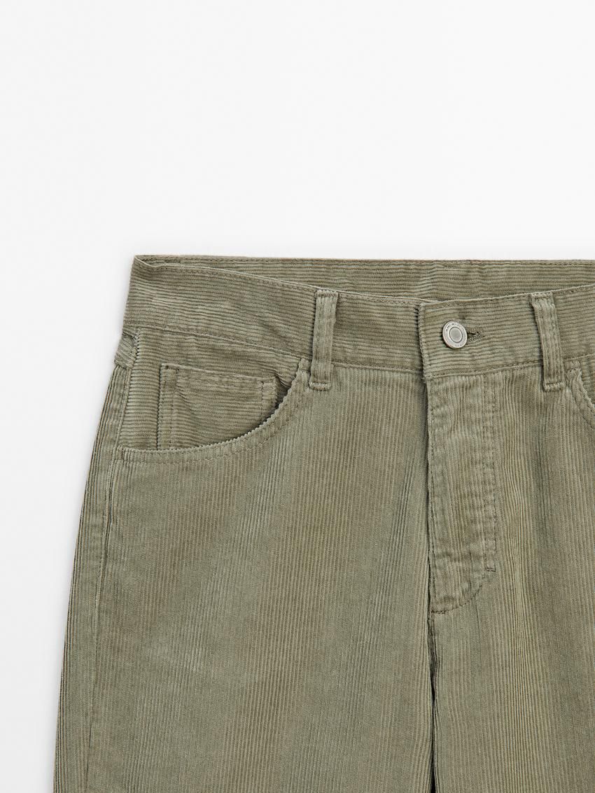 Massimo Dutti Straight-leg Corduroy Women Trousers Green | US-BO4752038