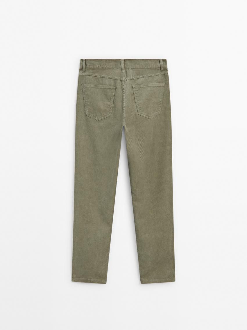 Massimo Dutti Straight-leg Corduroy Women Trousers Green | US-BO4752038