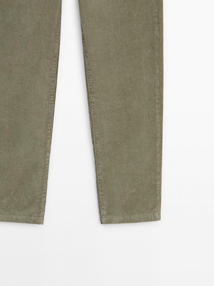 Massimo Dutti Straight-leg Corduroy Women Trousers Green | US-BO4752038