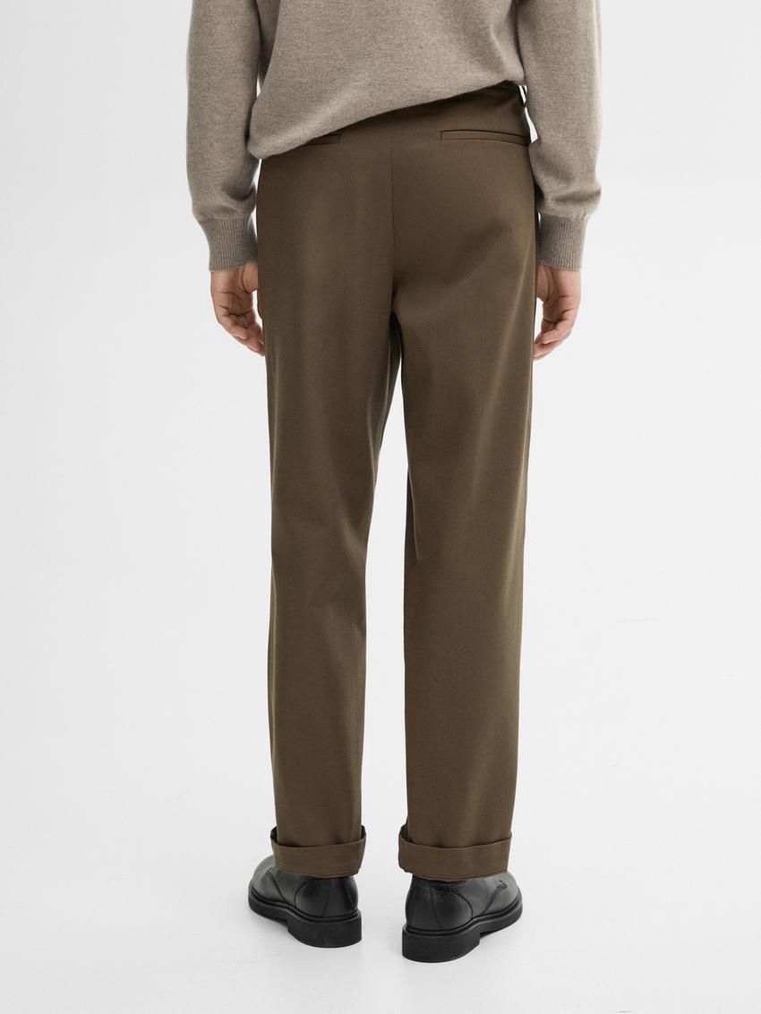 Massimo Dutti Straight-leg Cotton Blend Twill Men Trousers Dark Brown | US-PU6418239