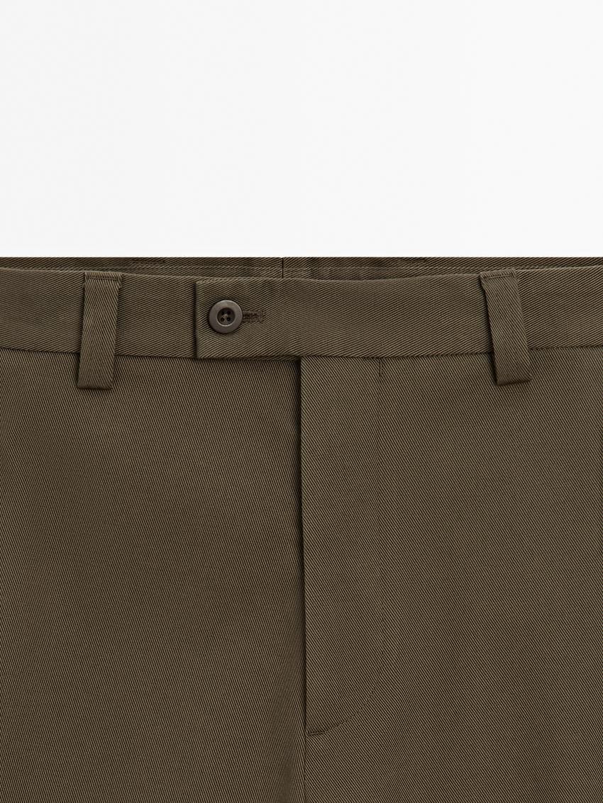 Massimo Dutti Straight-leg Cotton Blend Twill Men Trousers Dark Brown | US-PU6418239