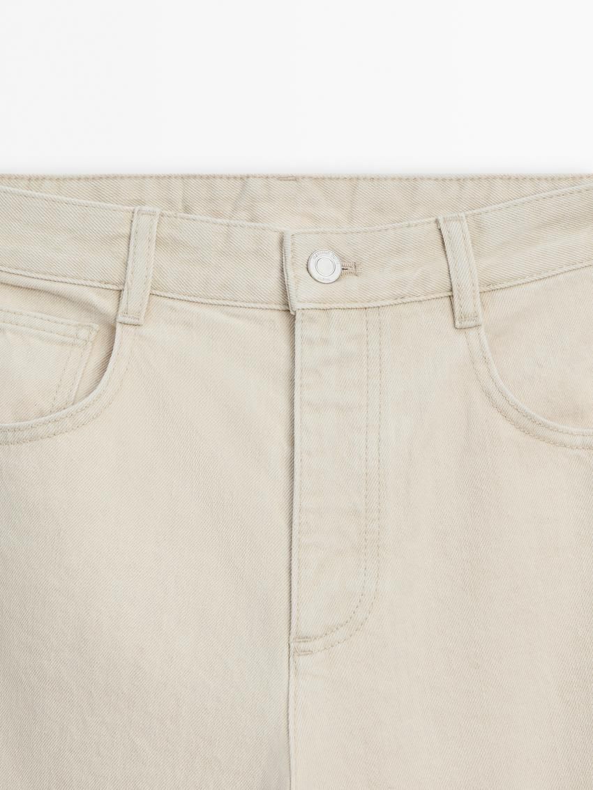 Massimo Dutti Straight-leg Cotton Blend Women Jeans Cream | US-RE1062834