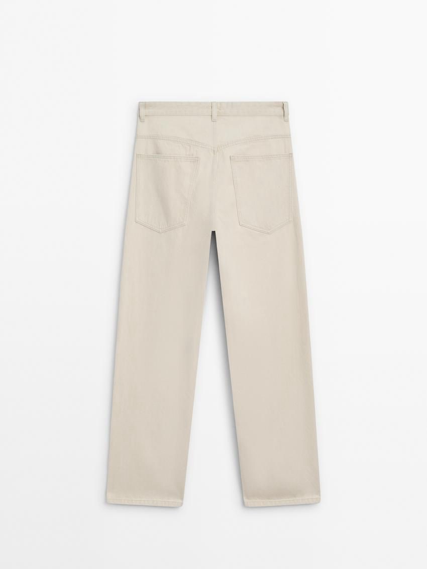 Massimo Dutti Straight-leg Cotton Blend Women Jeans Cream | US-RE1062834