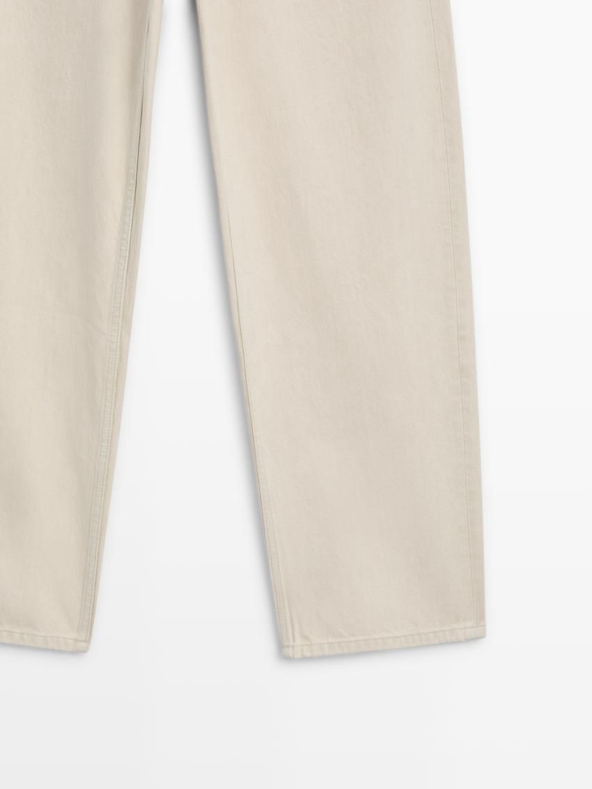Massimo Dutti Straight-leg Cotton Blend Women Jeans Cream | US-RE1062834