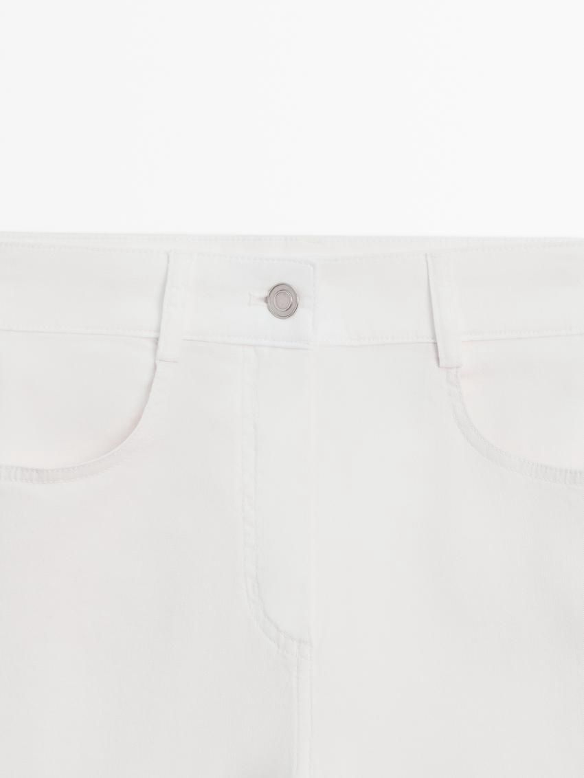 Massimo Dutti Straight-leg Cotton Blend Women Trousers White | US-QS7132089