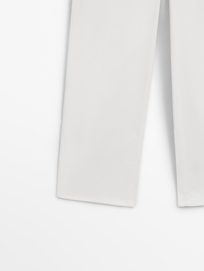 Massimo Dutti Straight-leg Cotton Blend Women Trousers White | US-QS7132089