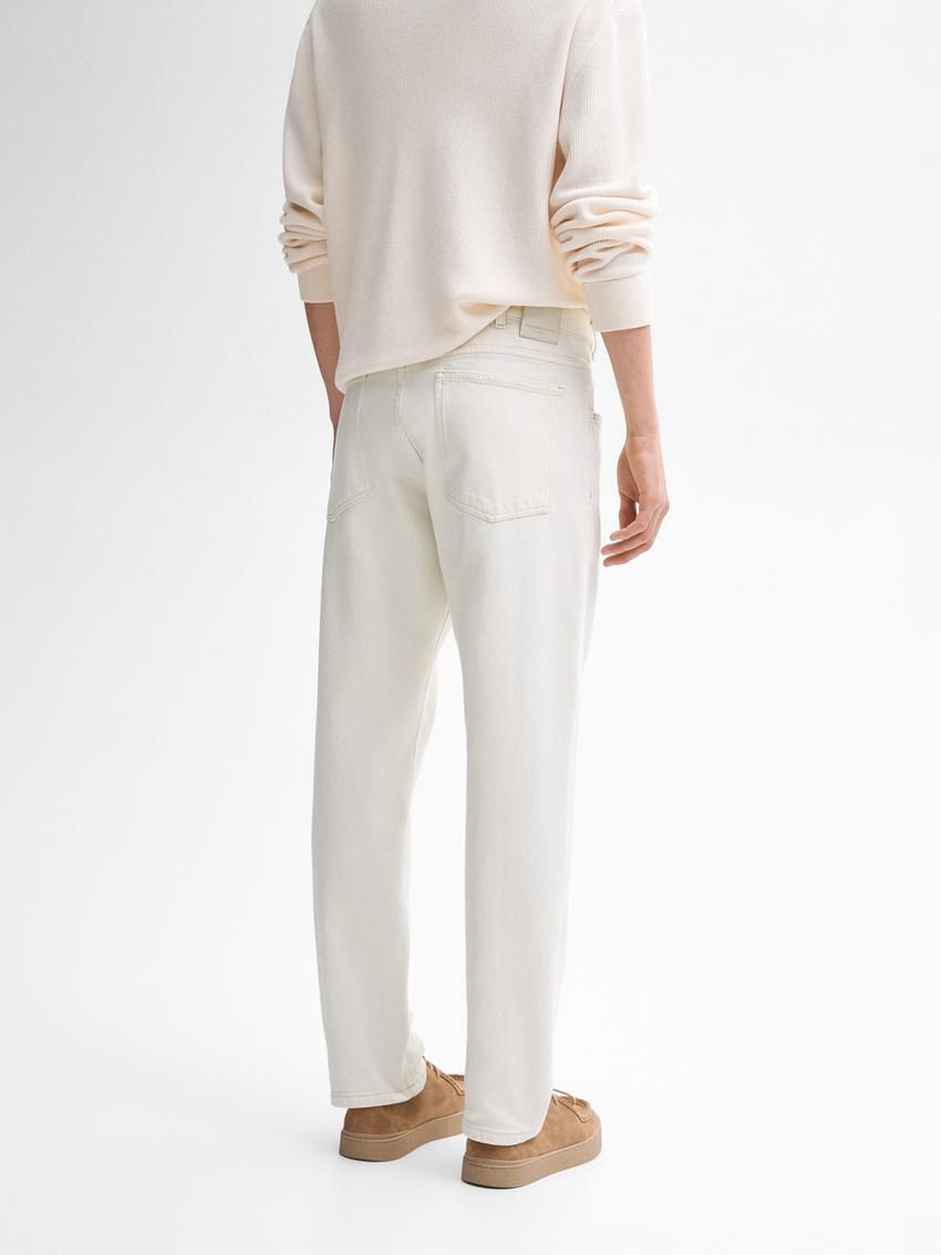 Massimo Dutti Straight-leg Cotton Blend - Studio Men Trousers Cream | US-XZ9048613