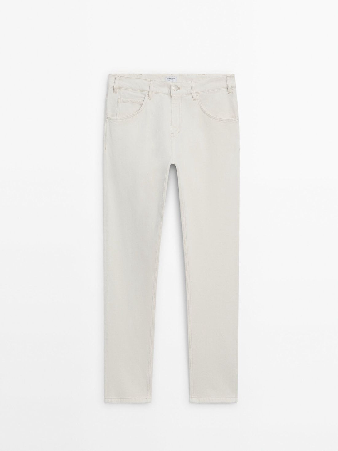 Massimo Dutti Straight-leg Cotton Blend - Studio Men Trousers Cream | US-XZ9048613