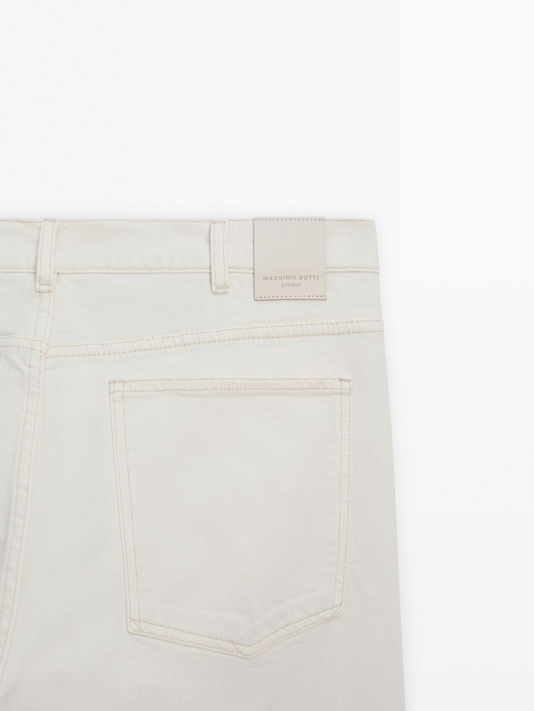 Massimo Dutti Straight-leg Cotton Blend - Studio Men Trousers Cream | US-XZ9048613