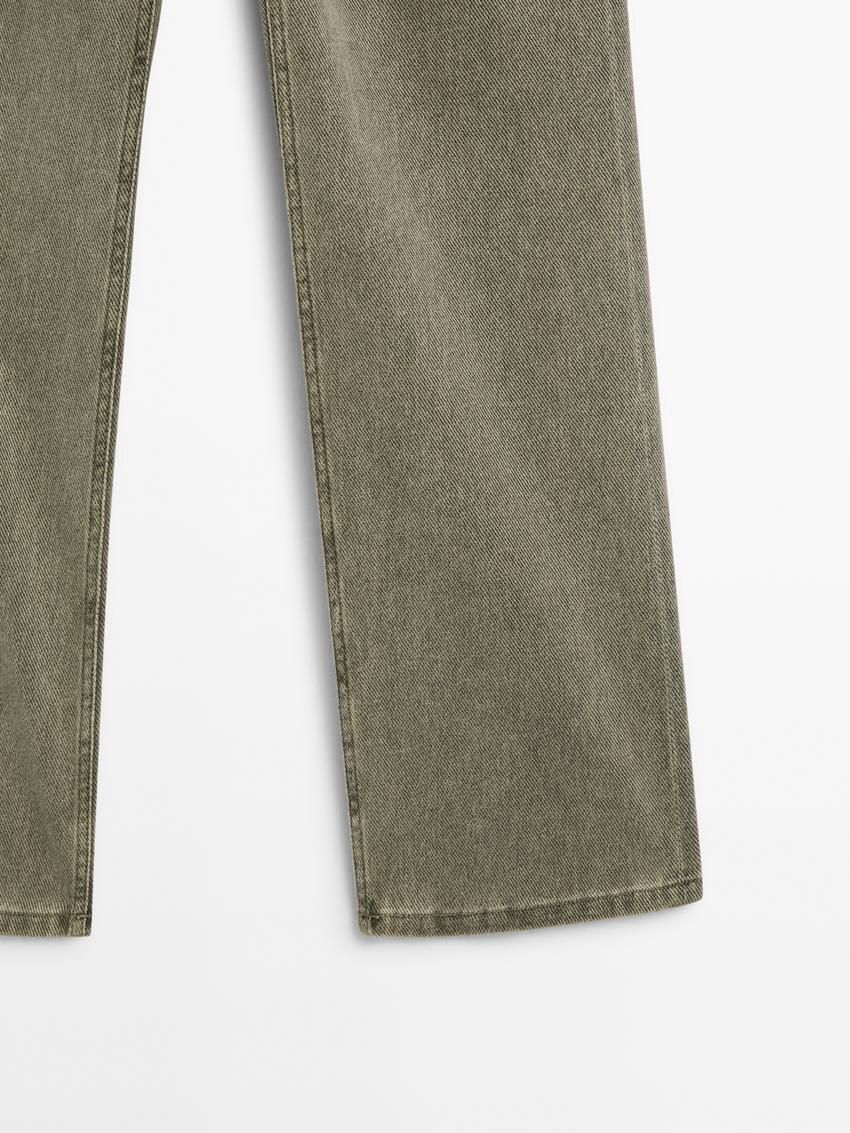 Massimo Dutti Straight-leg Cotton Denim Women Jeans Khaki | US-IB5782034