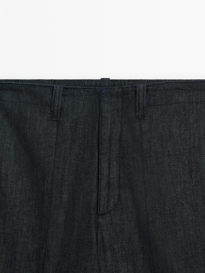 Massimo Dutti Straight-leg Cotton Women Jeans Dark Blue | US-PY3901746