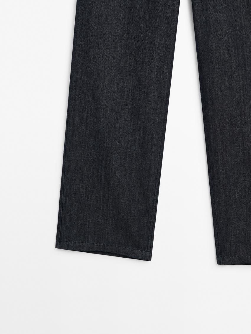 Massimo Dutti Straight-leg Cotton Women Jeans Dark Blue | US-PY3901746