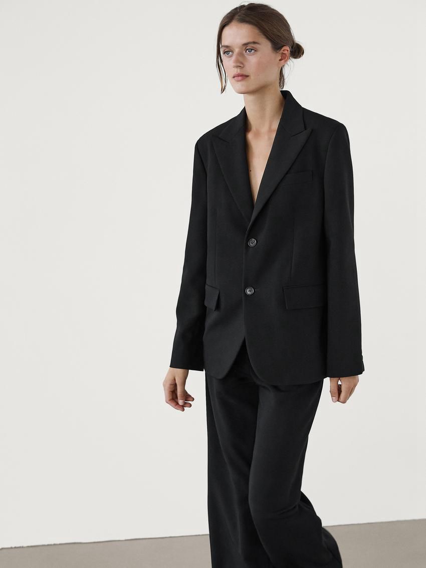 Massimo Dutti Straight-leg Crepe Co-ord Women Trousers Black | US-XV0694718