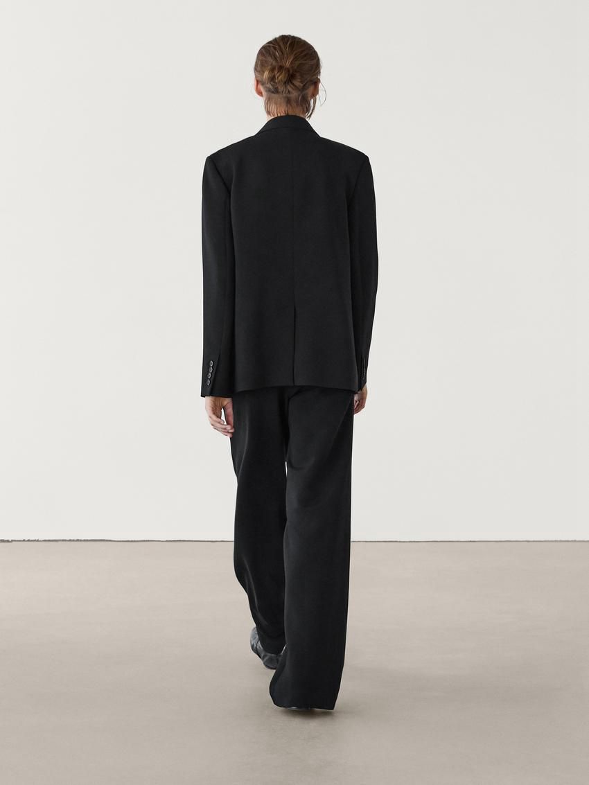 Massimo Dutti Straight-leg Crepe Co-ord Women Trousers Black | US-XV0694718