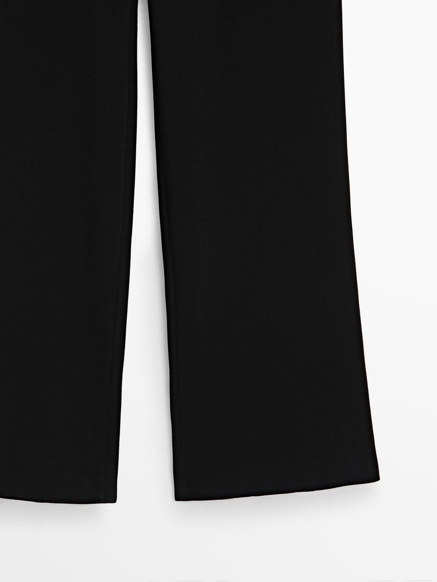 Massimo Dutti Straight-leg Crepe Co-ord Women Trousers Black | US-XV0694718