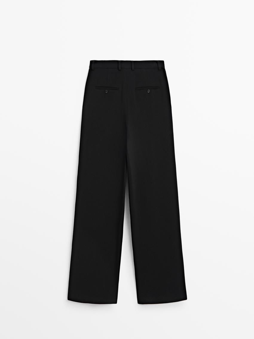 Massimo Dutti Straight-leg Crepe Co-ord Women Trousers Black | US-XV0694718