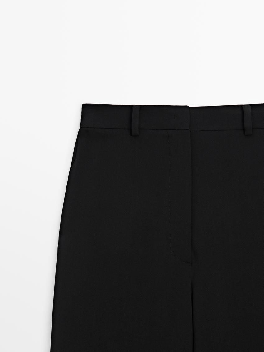Massimo Dutti Straight-leg Crepe Co-ord Women Trousers Black | US-XV0694718