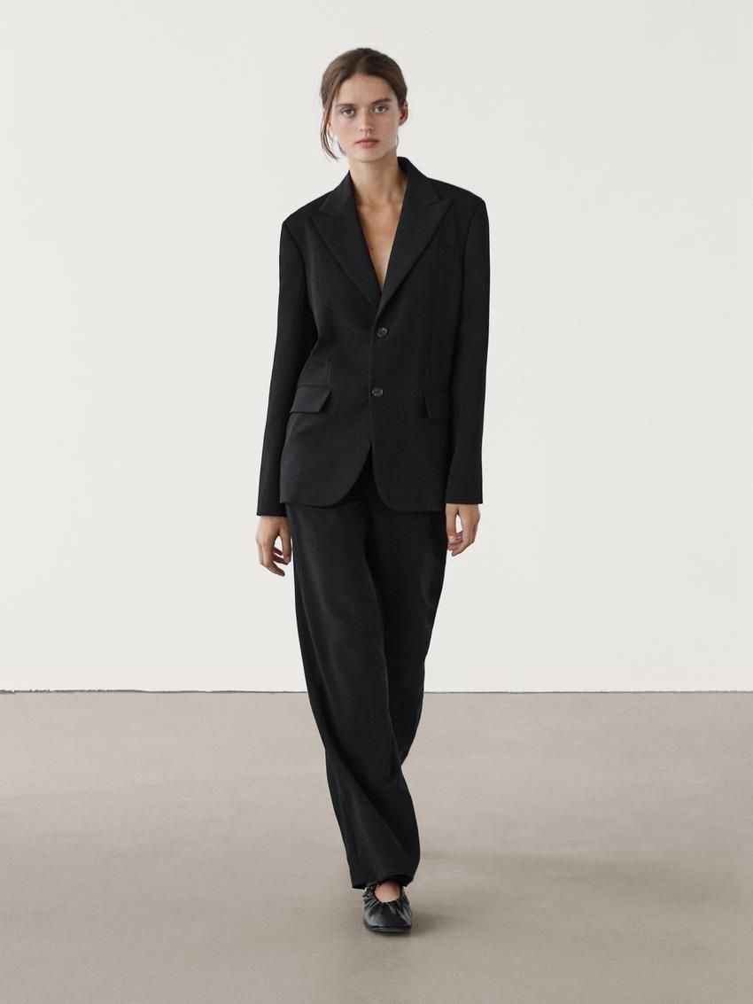 Massimo Dutti Straight-leg Crepe Co-ord Women Trousers Black | US-XV0694718