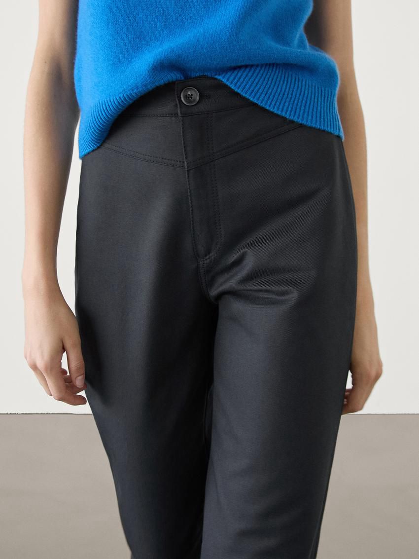 Massimo Dutti Straight-leg Cropped Cotton Women Trousers Black | US-FQ8176259