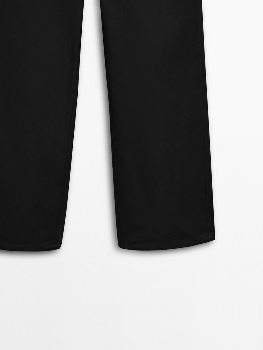 Massimo Dutti Straight-leg Cropped Cotton Women Trousers Black | US-FQ8176259