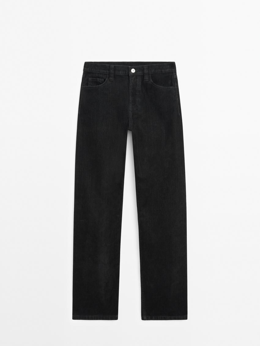Massimo Dutti Straight-leg Flocked Women Jeans Black | US-UI0134895