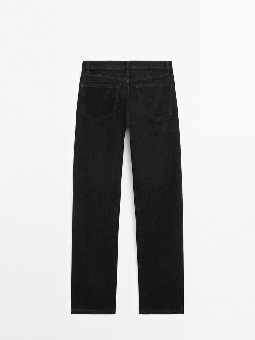 Massimo Dutti Straight-leg Flocked Women Jeans Black | US-UI0134895