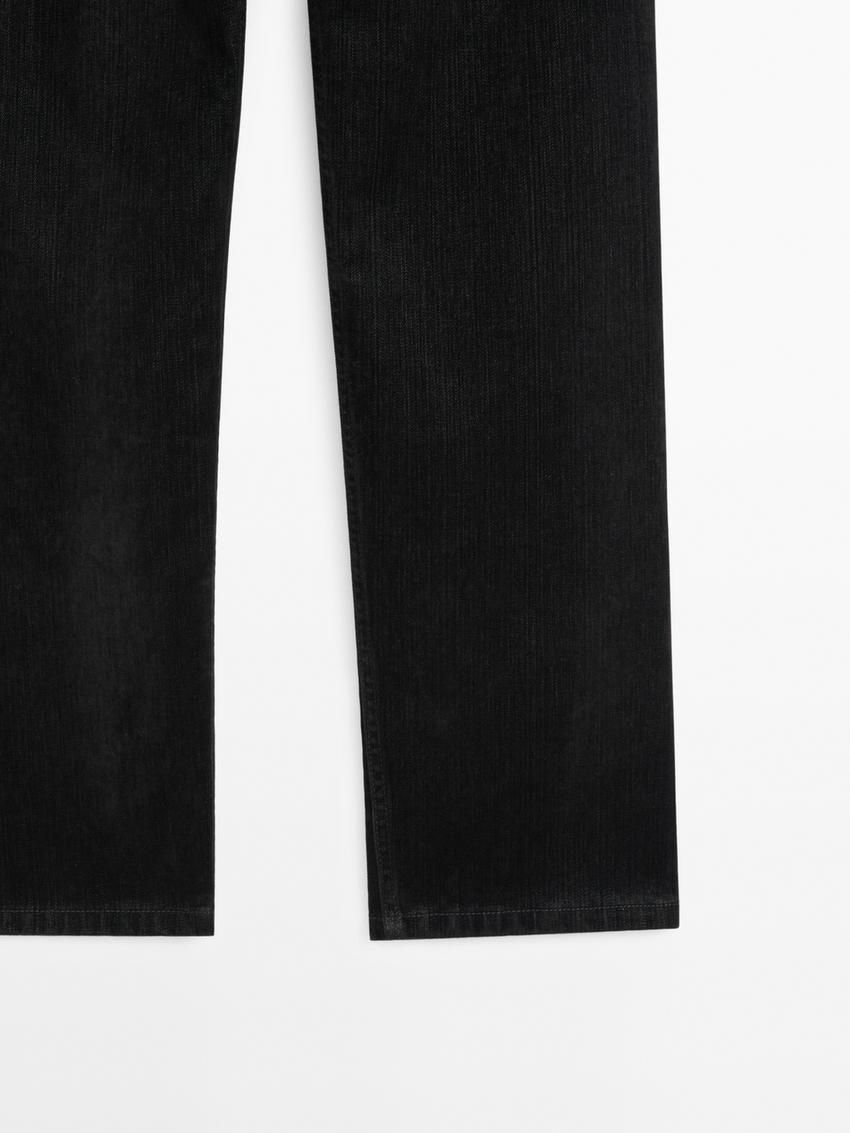 Massimo Dutti Straight-leg Flocked Women Jeans Black | US-UI0134895
