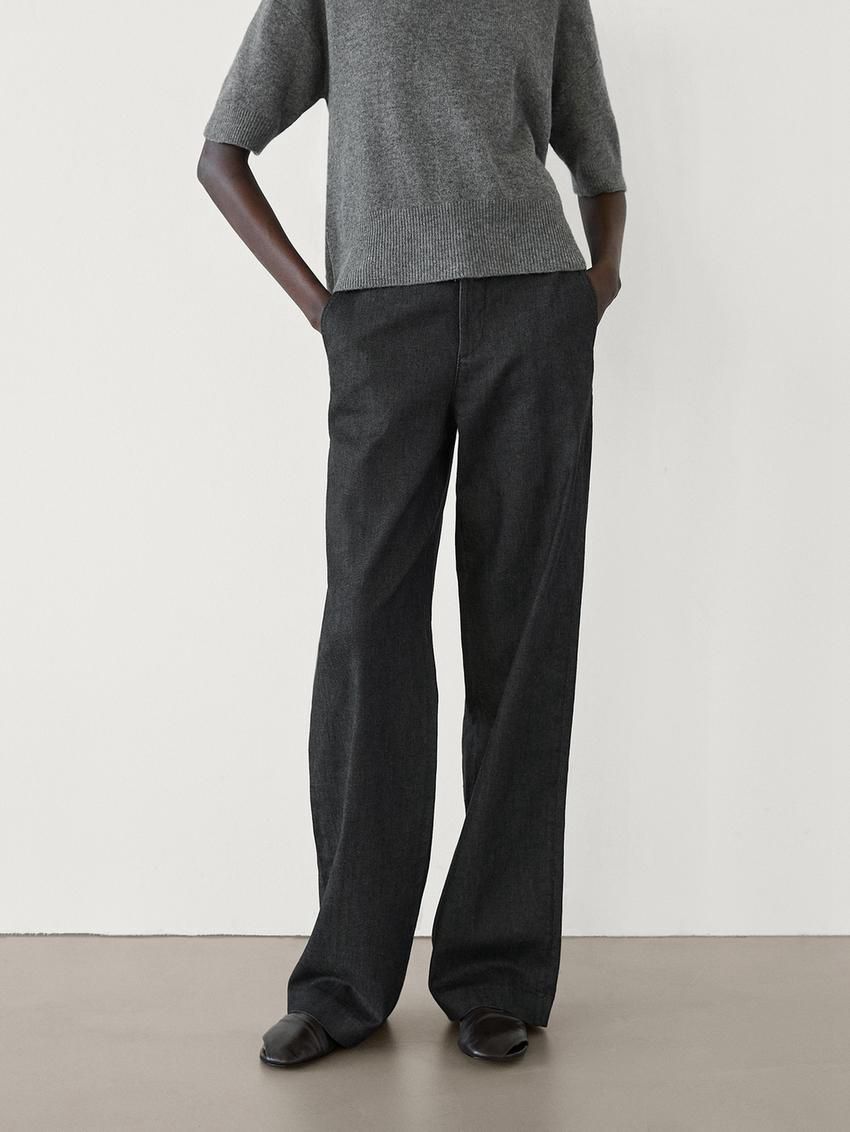 Massimo Dutti Straight-leg Formal Women Jeans Dark Grey | US-RQ0572369