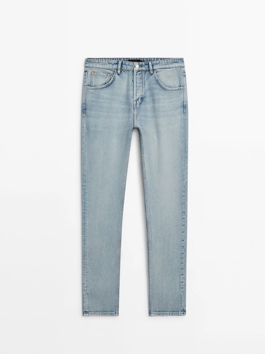 Massimo Dutti Straight-leg Heavy Wash Men Jeans Light Blue | US-MU2807453