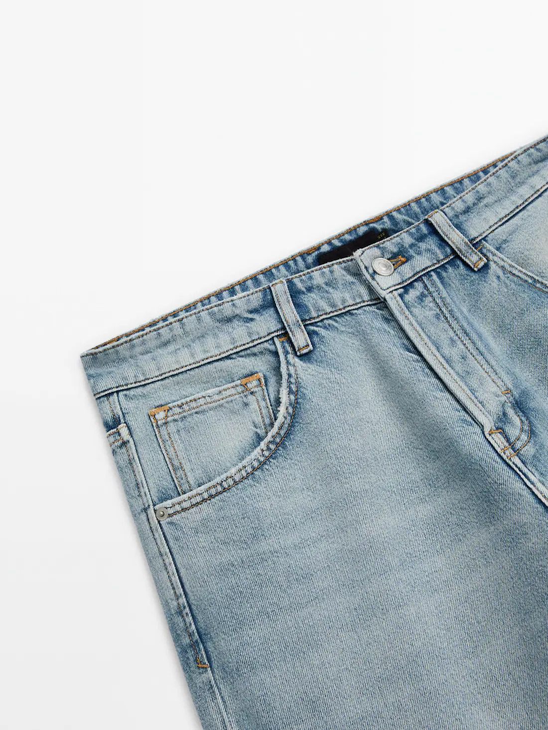 Massimo Dutti Straight-leg Heavy Wash Men Jeans Light Blue | US-MU2807453