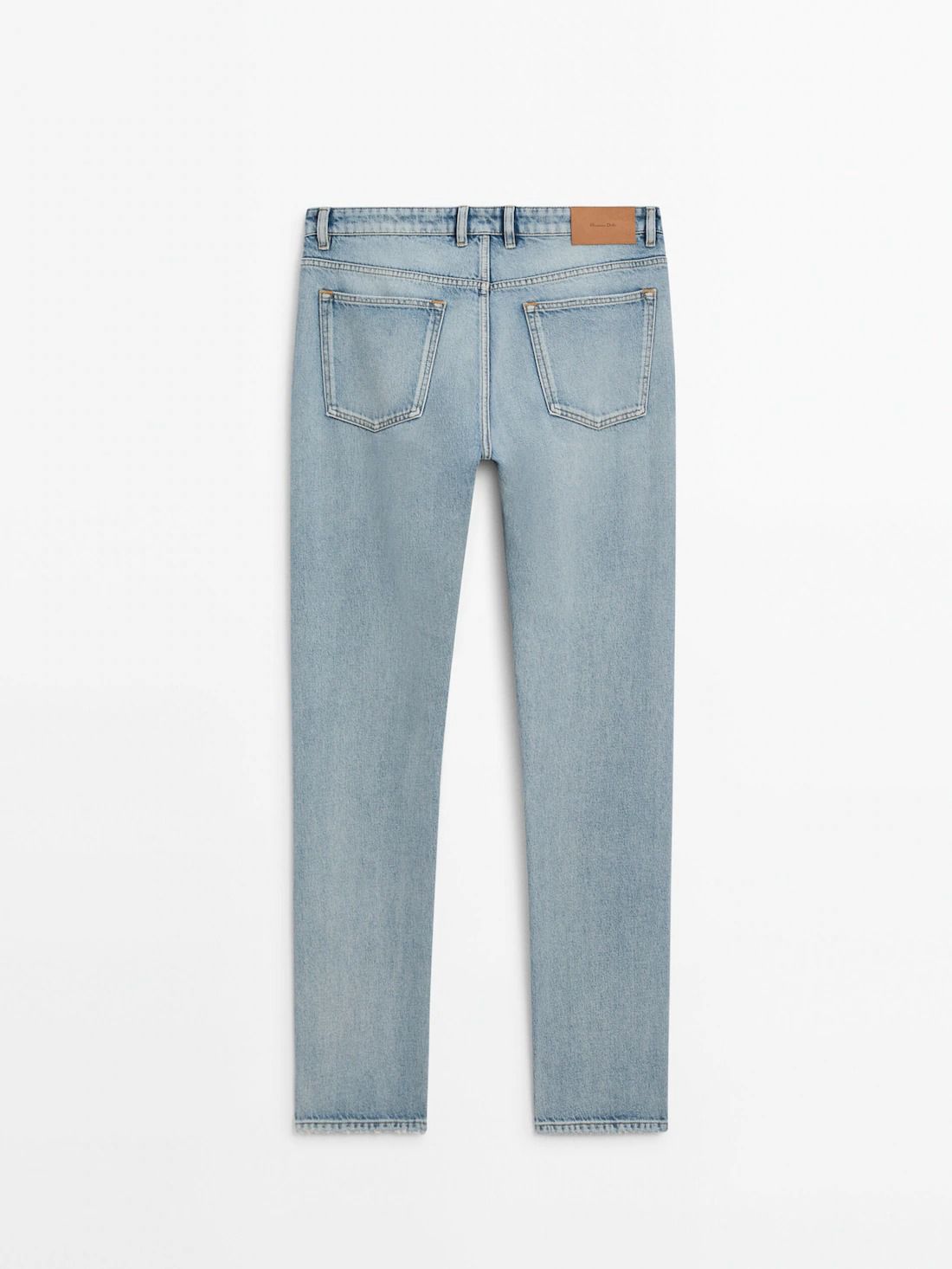 Massimo Dutti Straight-leg Heavy Wash Men Jeans Light Blue | US-MU2807453