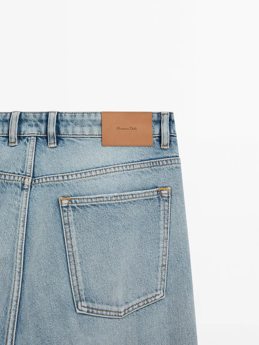 Massimo Dutti Straight-leg Heavy Wash Men Jeans Light Blue | US-MU2807453
