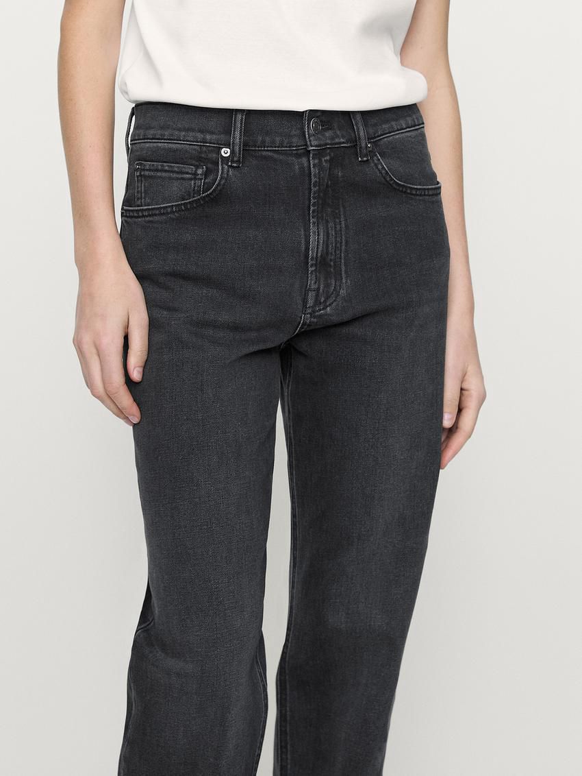Massimo Dutti Straight-leg High-waist Women Jeans Black | US-YN1629308