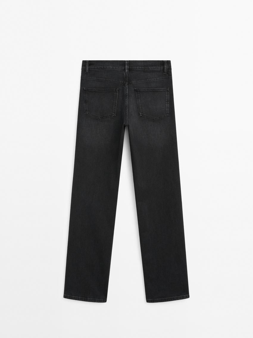 Massimo Dutti Straight-leg High-waist Women Jeans Black | US-YN1629308