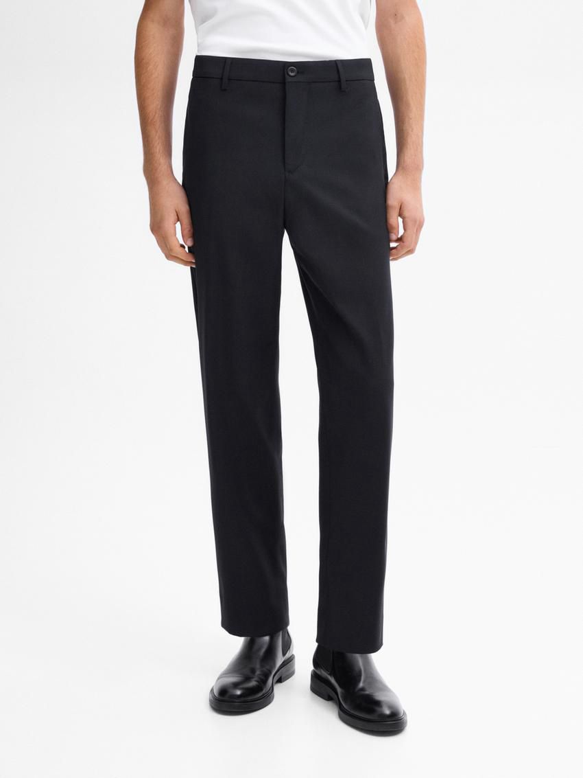 Massimo Dutti Straight-leg In Cool Wool Men Trousers Navy | US-HF8530641