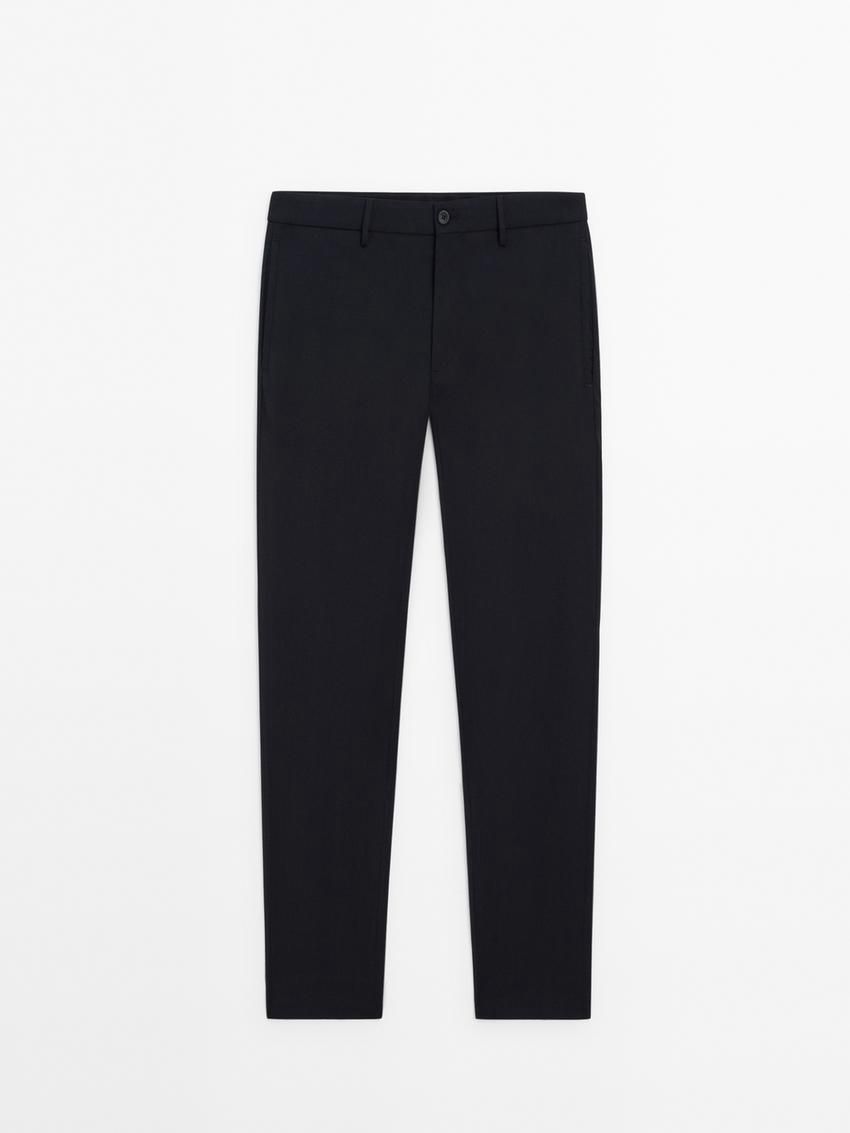 Massimo Dutti Straight-leg In Cool Wool Men Trousers Navy | US-HF8530641