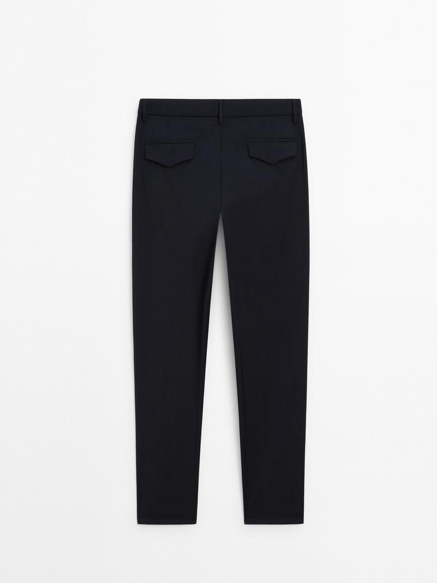 Massimo Dutti Straight-leg In Cool Wool Men Trousers Navy | US-HF8530641